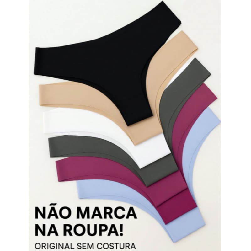 Kit 5 e 10 Calcinhas Sem Costura Tanga Invisível Não Marca Corte a Laser Conforto Lingerie