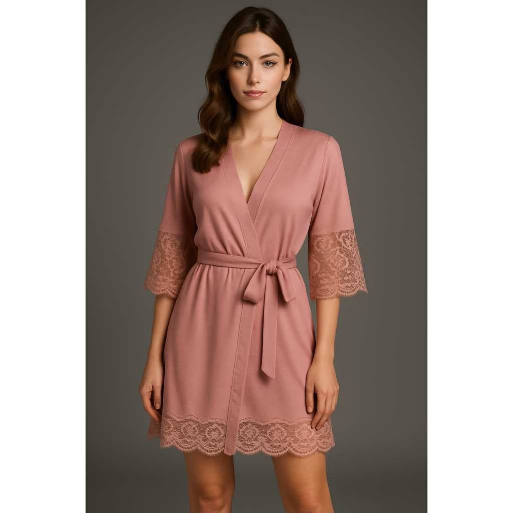 Robe Luxo Romantic e Renda Roupão Confortável Linha Noite