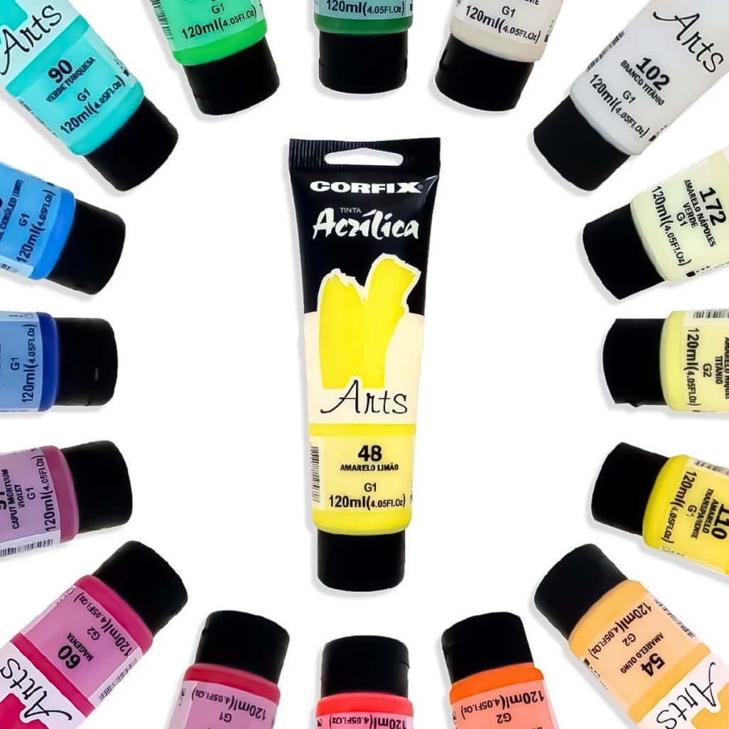 Tinta Acrílica Corfix Arts G1 120ml 85120 – Para Tela, Madeira, Papel e Artesanato