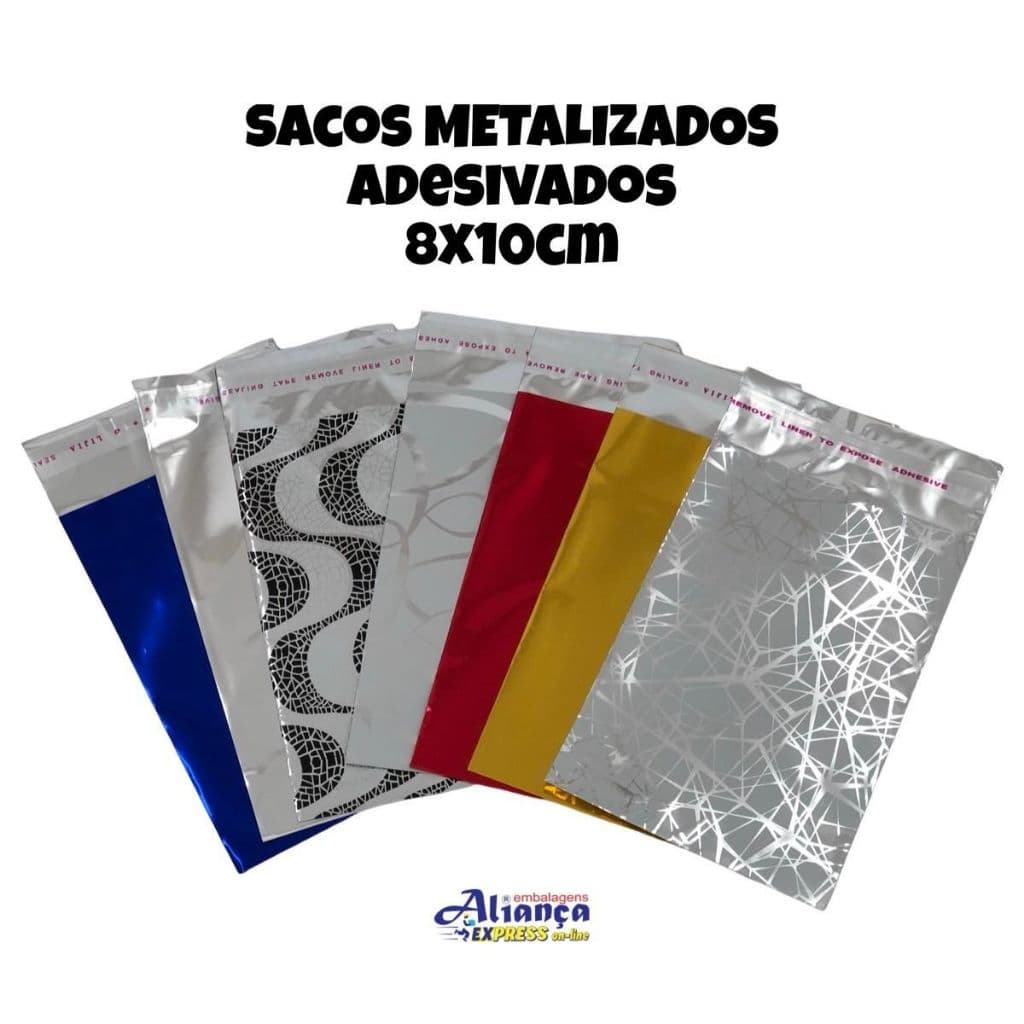 Sacos metalizados adesivados BOPP 8x10cm 100un.