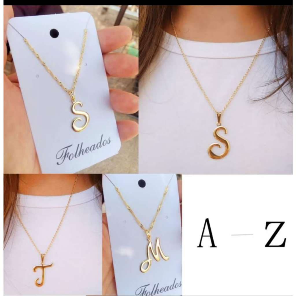 colar corrente Aço ou folheado feminino masculino adultos infantil menino menina nome inicia letra
