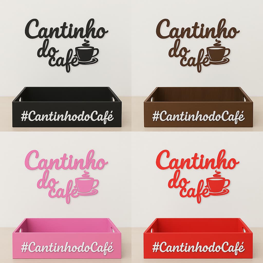 Kit bandeja e plaquinha cantinho do café em mdf 3 mm