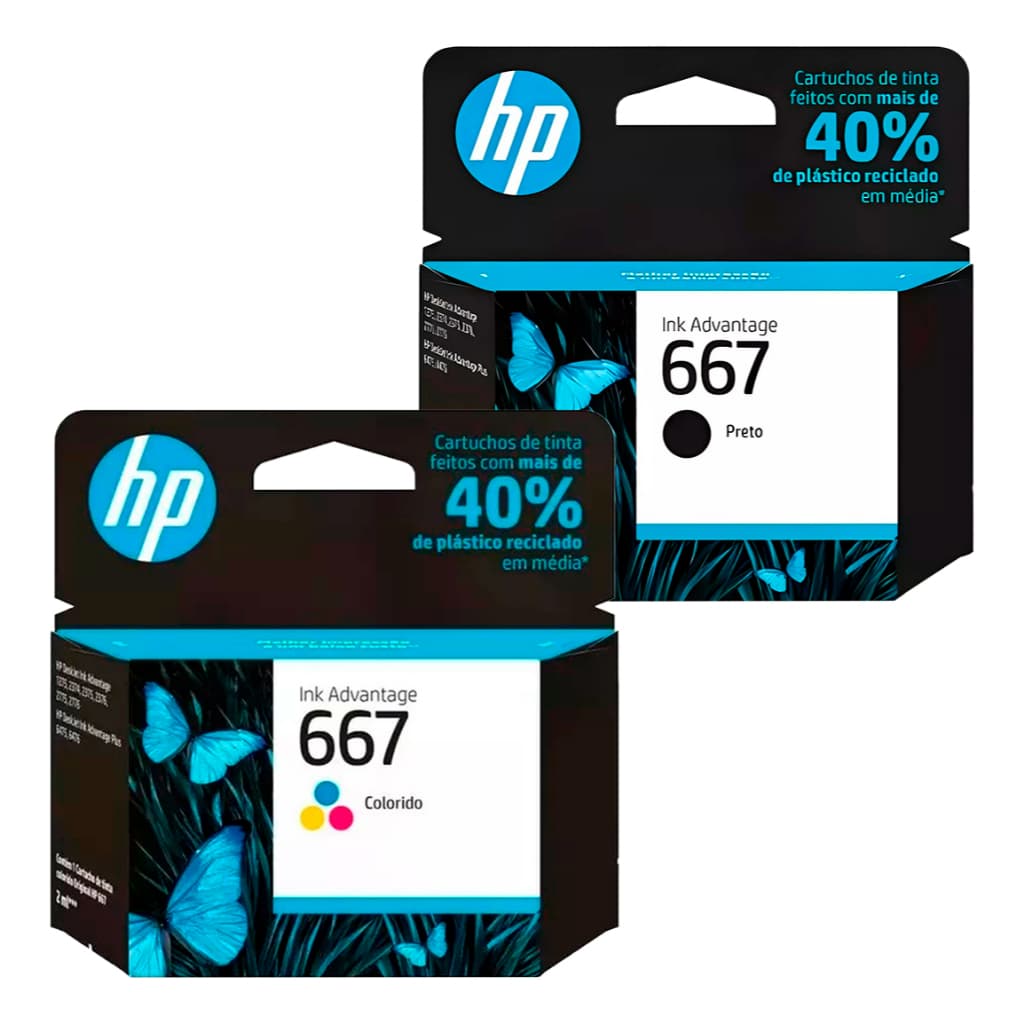 Kit Cartucho HP 667 PRETO 3YM79AB + HP 667 COLORIDO 3YM78AB