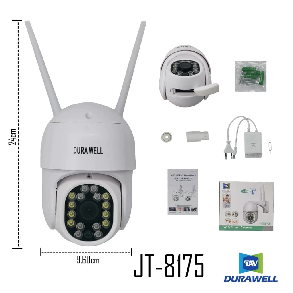 Câmera De Segurança Inteligente Wifi Ip66 Visão Noturna Durawell JT-8175