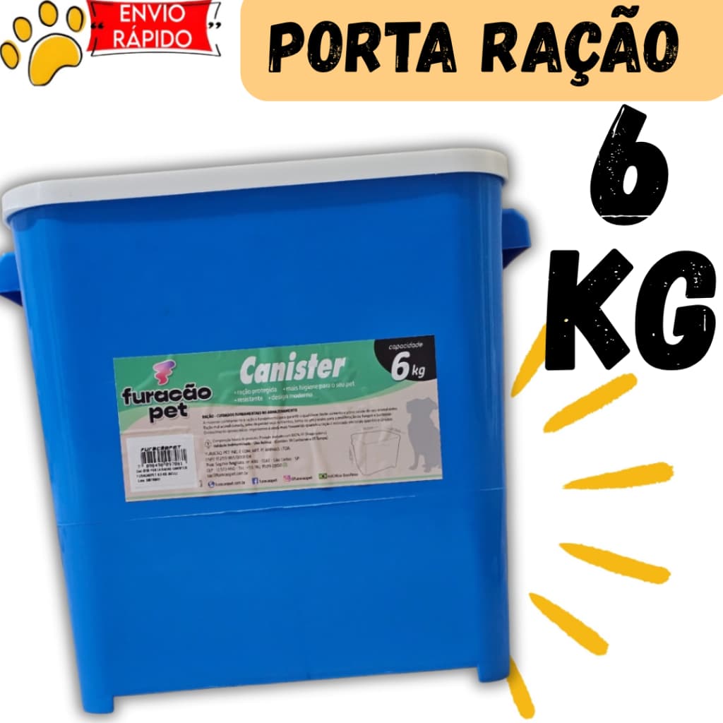 Porta ração 6kg Canister organizador Furacão Pet