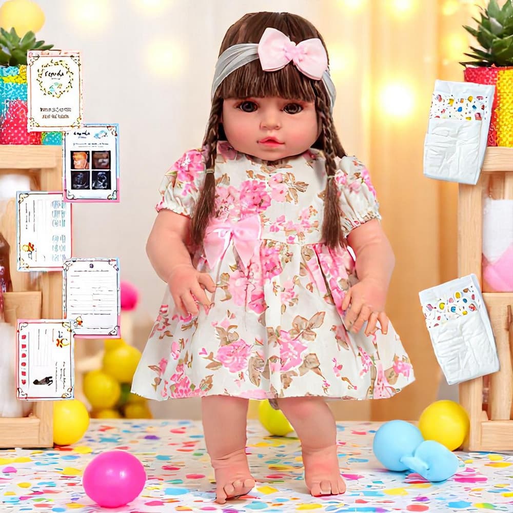 Boneca Reborn Realista Princesa Valentina Cabelo Longo