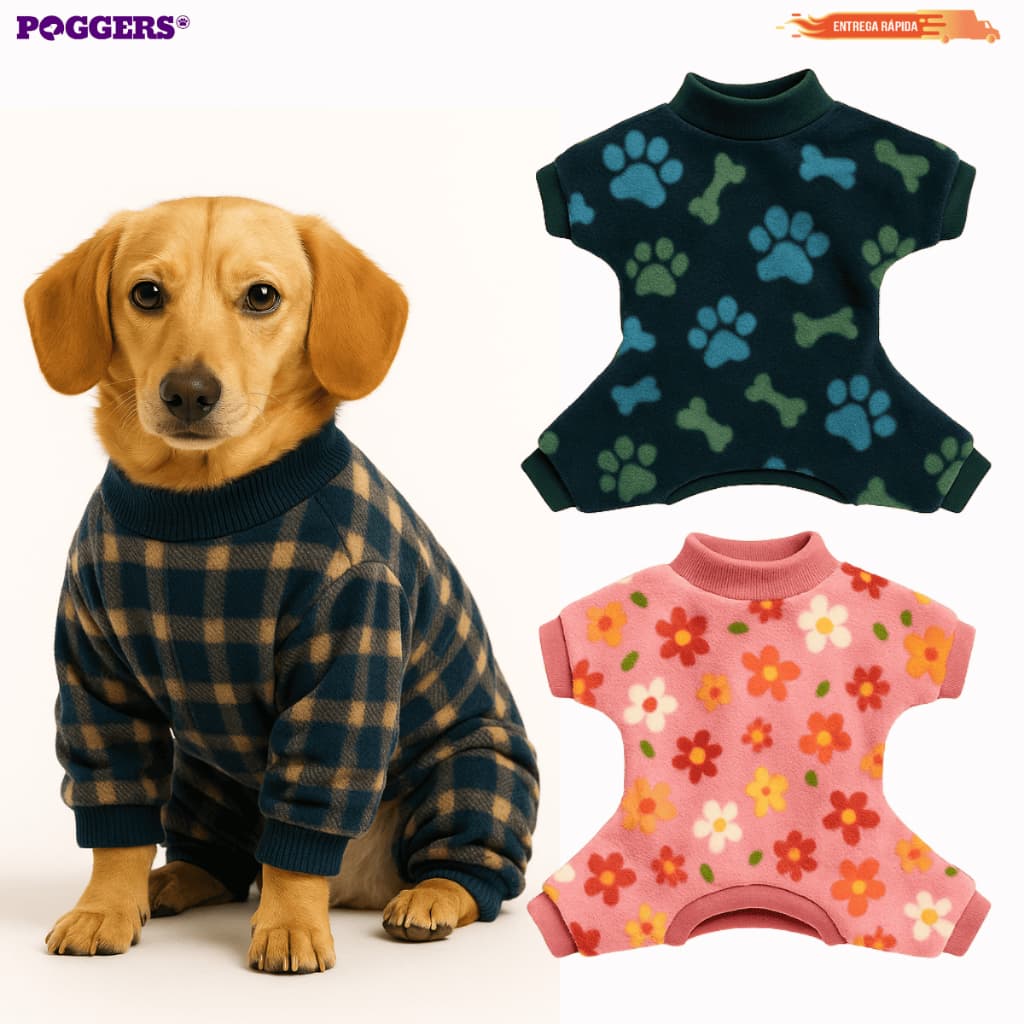 Macacão Soft Para Cachorros Roupinha Quente para Inverno e Confortável Pijama para Cães e gatos