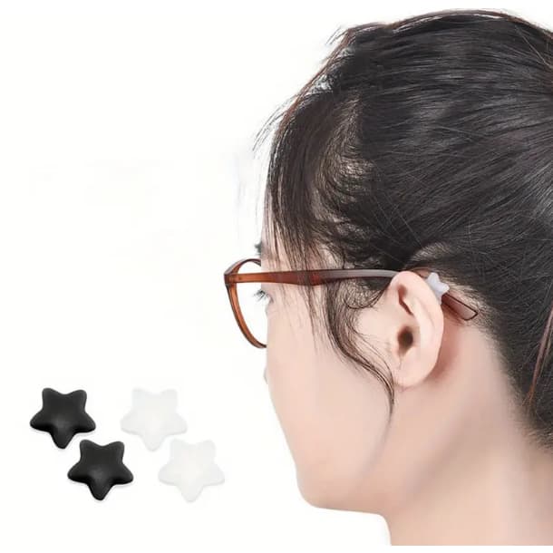 1 Par Gancho Trava óculos Silicone Flexível Moda Estrela