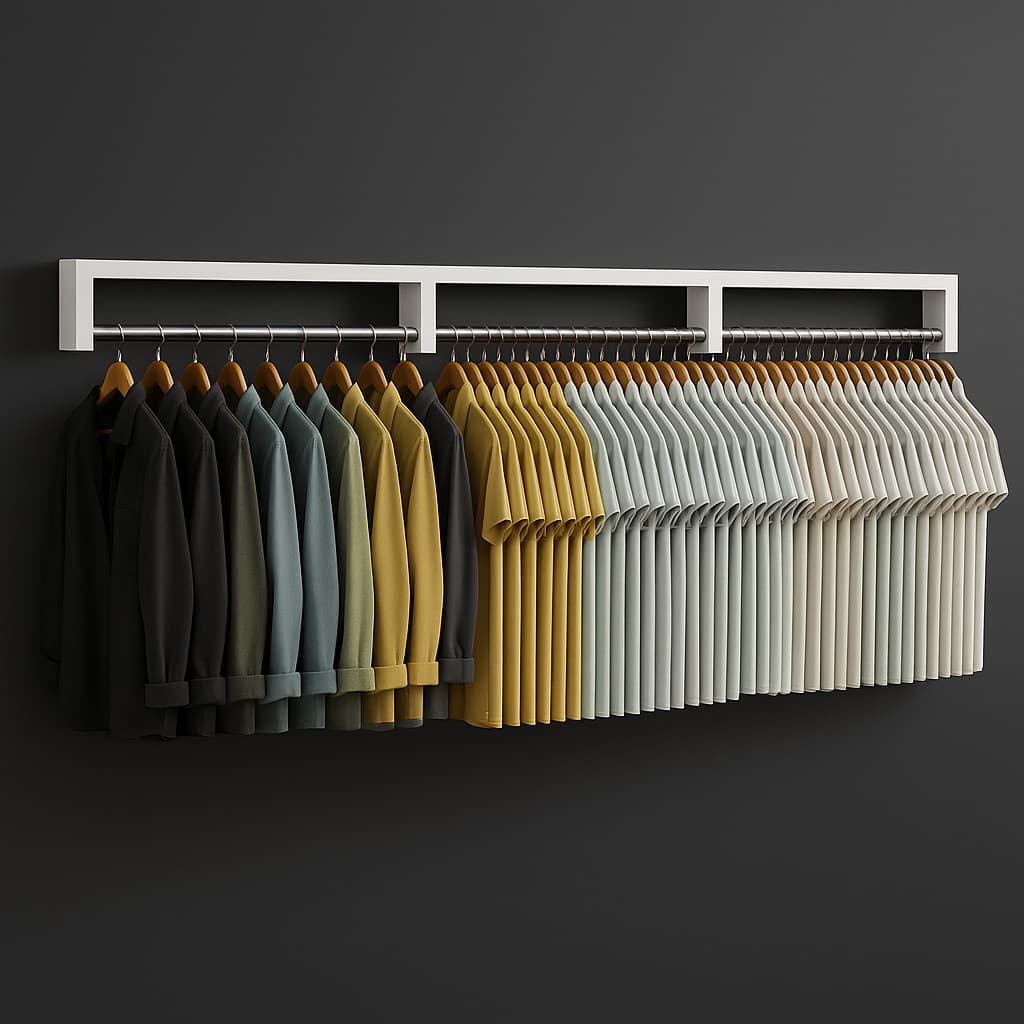 Kit de até 3 Cabideiro de Parede Closet Arara de Roupas Quarto MDF Branco 60 CM