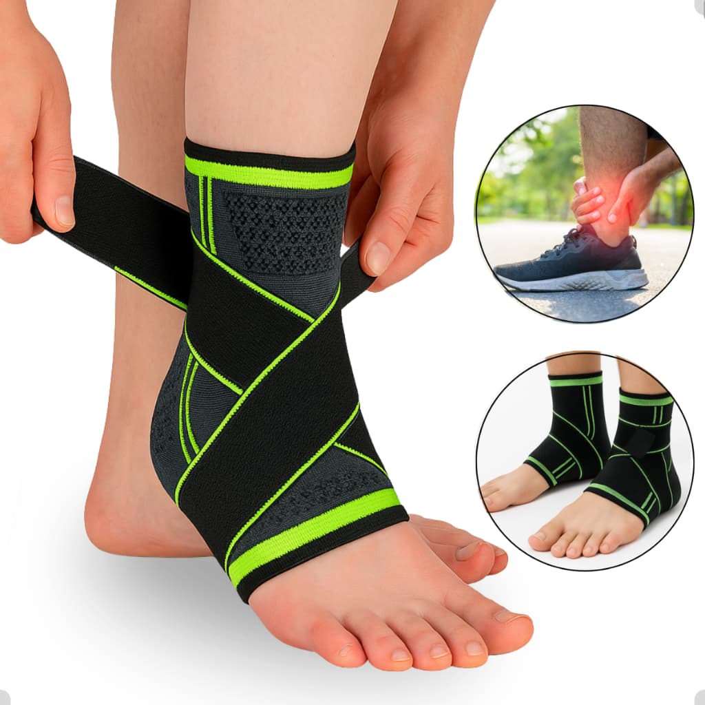 Tornozeleira Compressão Ortopédica Ajustável Elástica Estabilizadora de Proteção Alívio de Dor