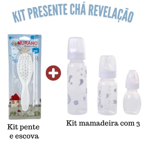 Kit 5 Peças Branco Unisexx - 3 Mamadeiras + Conjunto Escova E Pente
