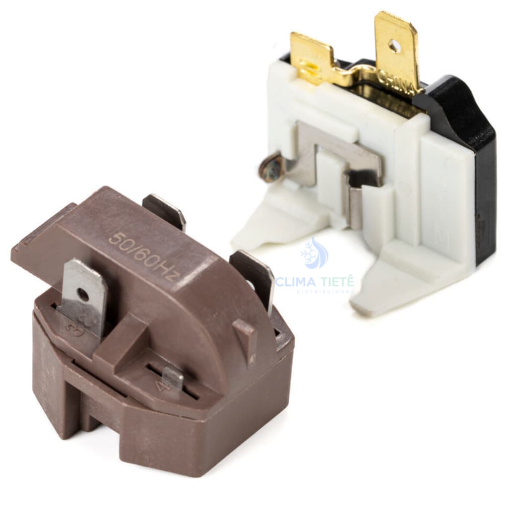 Kit Rele PTC e Protetor Termico 220v 1/4 1/5 1/6 1/8 1/10 HP Universal Para Geladeira, Bebedouros