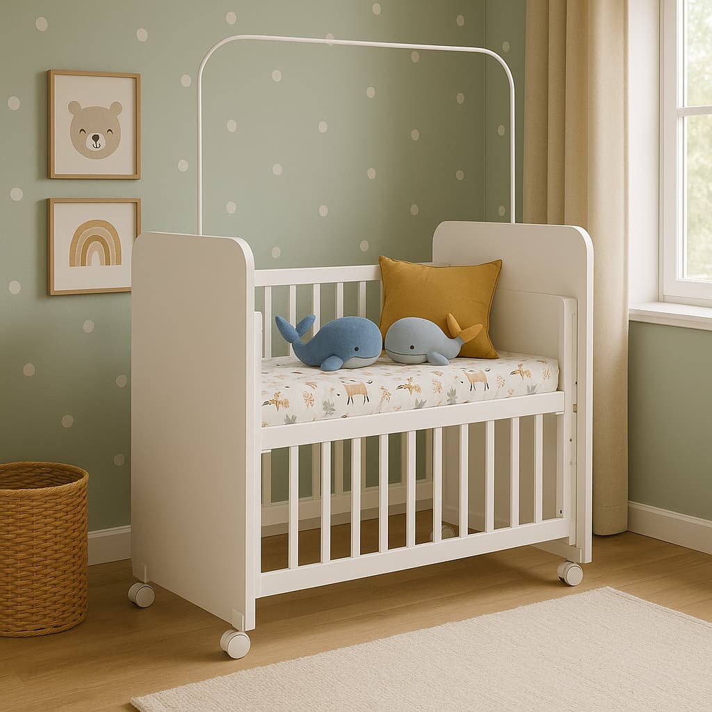 Mini Berço + Colchão com grade removível Branco