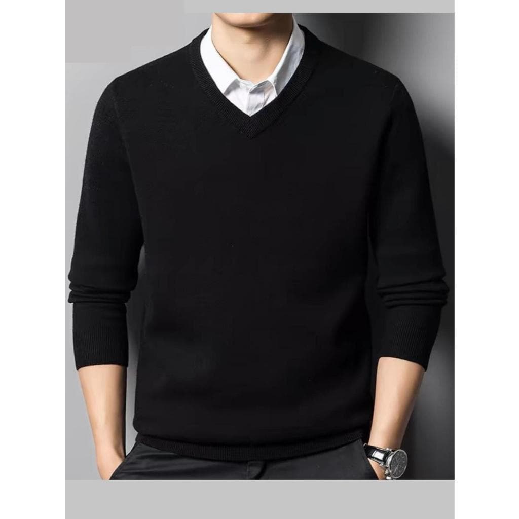 (M-001)Suéter Blusa Frio Masculina Inverno Gola V alta qualidade