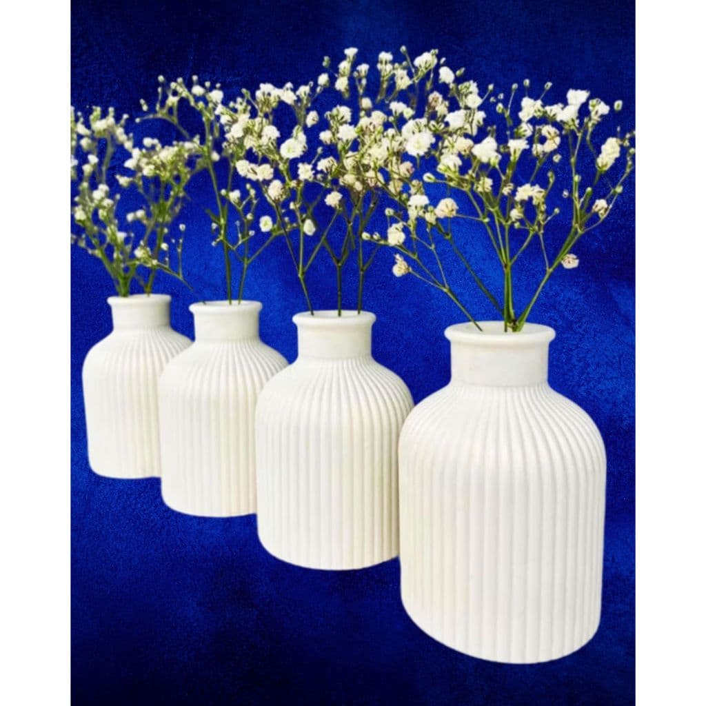 Kit com 25 Vasos de Gesso Decorativo Centro de Mesa para Casamento Aniversário de 15 Anos, Batizado