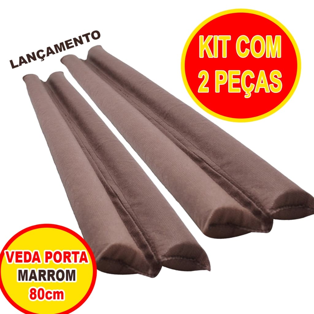 Kit 2 Protetores Veda Porta 80cm Marrom TNT Protege contra Sujeira e Insetos