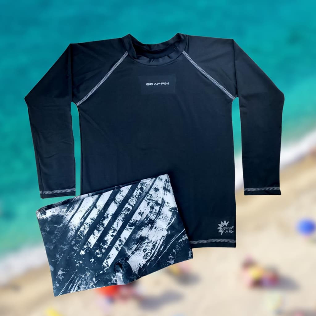 Camiseta Proteção Uv + Sunga Boxer Juvenil Grappin