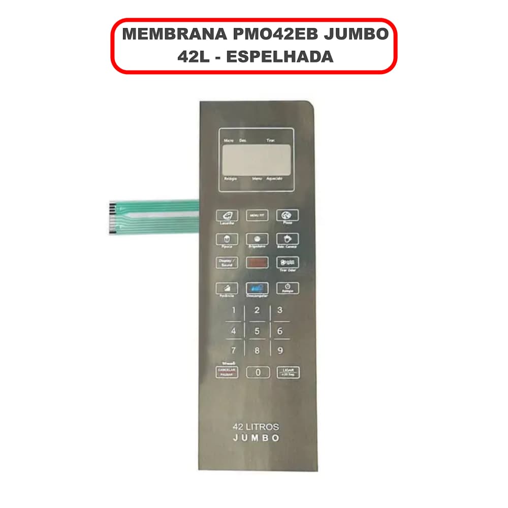 Teclado de Membrana Compatível com Micro-ondas Philco PMO42EB – Espelhada - Completa