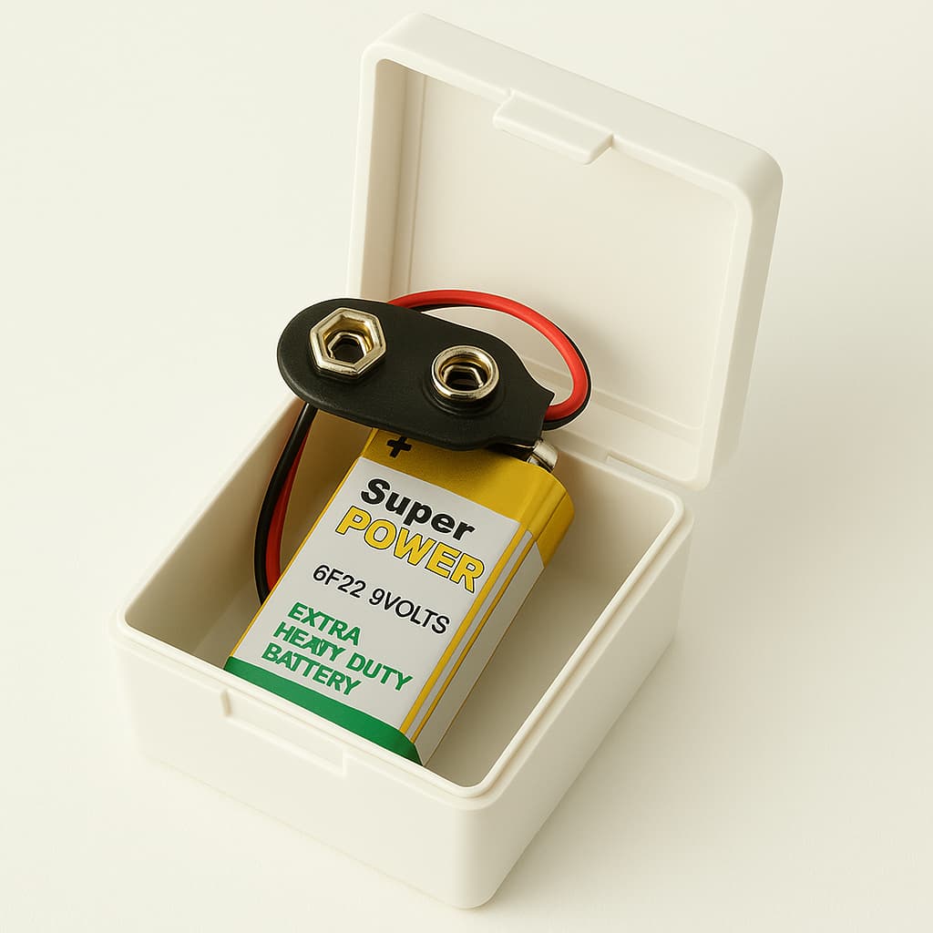 Kit Bateria 9V + Clip de Conector Adaptador para Bateria 9V + Caixa Organizadora