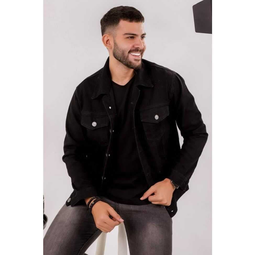 casaco Masculina Jeans preto jaqueta 100%  Way Premium.