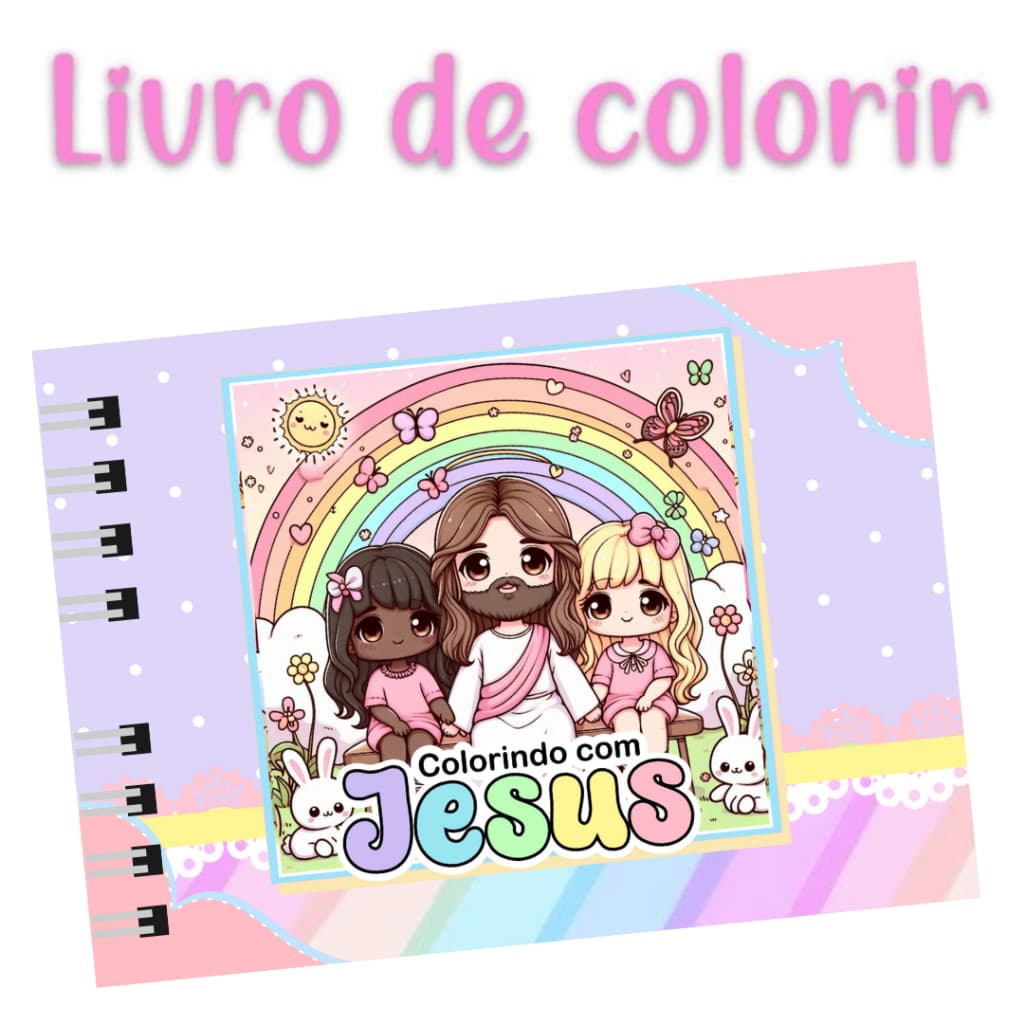 Livro de Colorir de Jesus Menina com Folhas GROSSAS 50 Desenhos