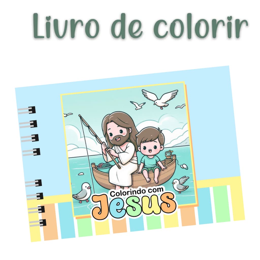 Livro de Colorir de Jesus Menino com Folhas GROSSAS 50 Desenhos