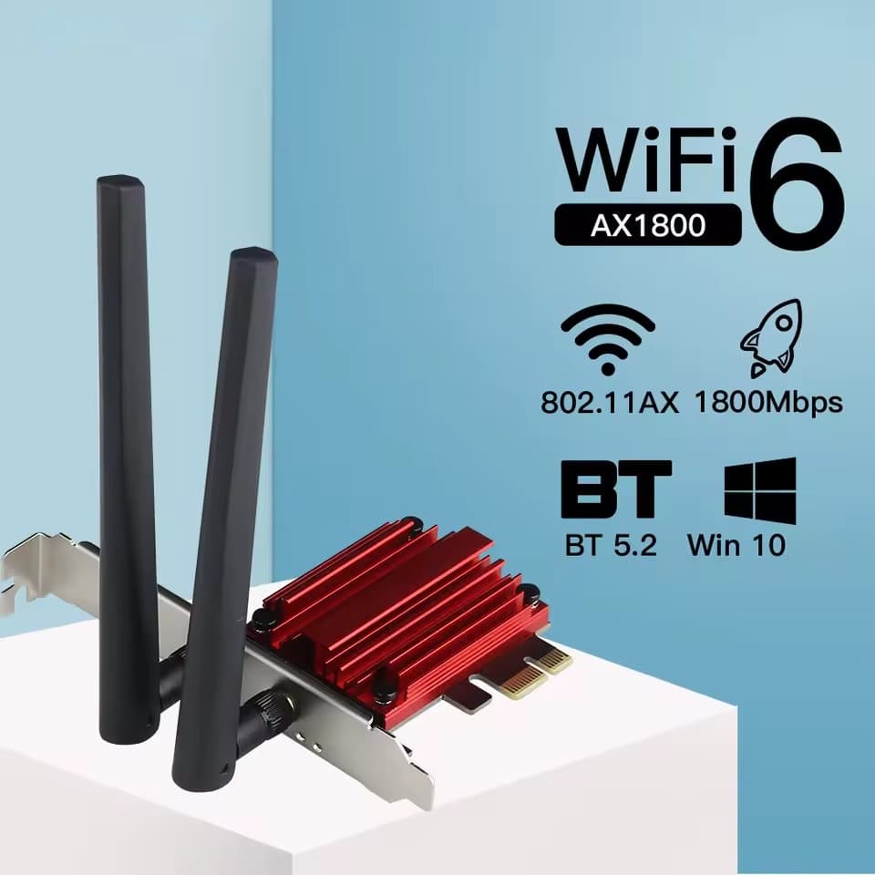 Placa De Rede Wifi 6 Pcie Fenvi Ax1800s Bluetooth 5.2
