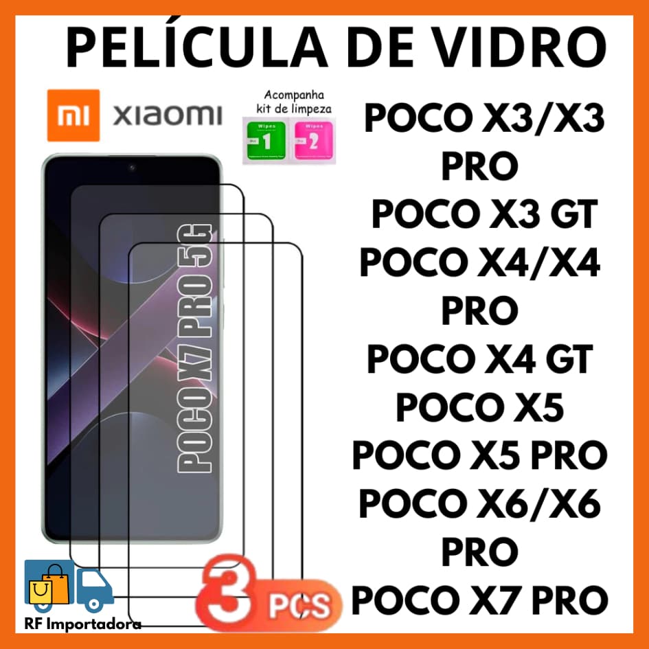 Película De Vidro 3D Temperado Para Xiaomi Poco X3/X3 PRO X4/X4 PRO X4GT X5/X5 PRO X6/PRO X7 PRO