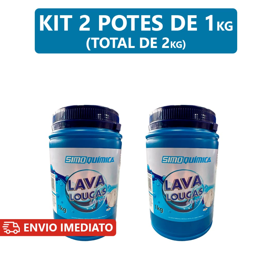 Kit C/2 Sabão Detergente Em Pó para Máquina de Lavar Louças 1kg Simoquímica Limpeza Profunda Brilho