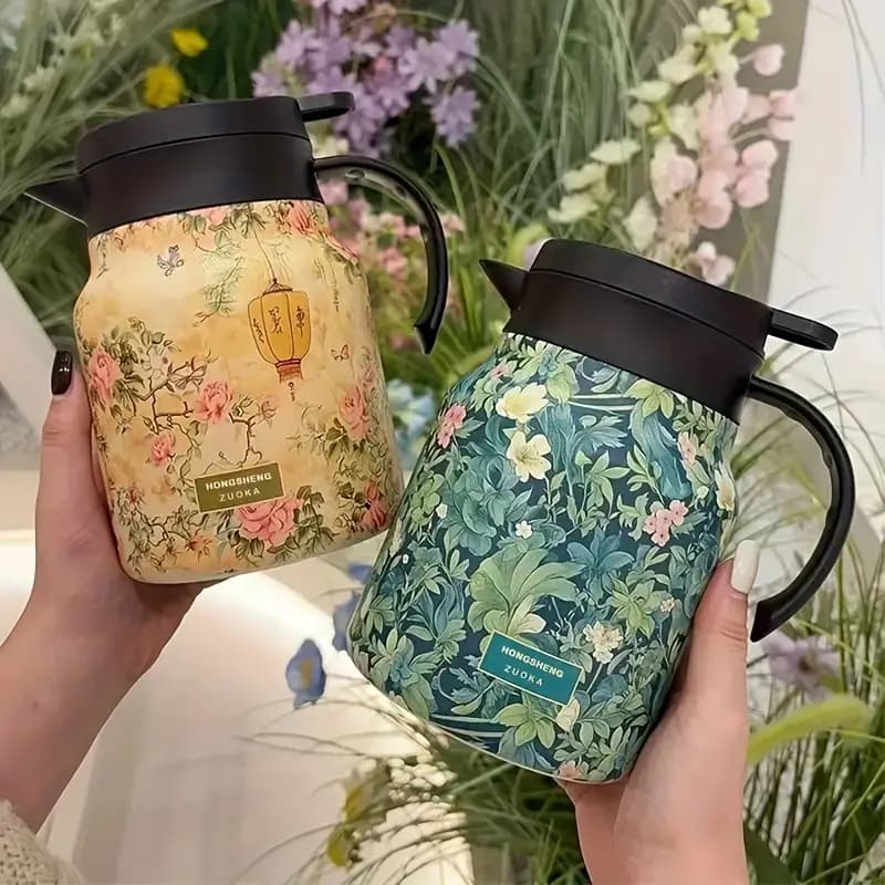 Chaleira térmica de chá de aço inoxidável-Formato Redondo para Casa e Escritório