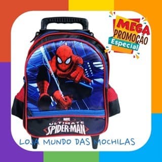 Mochila Escolar Pequena Creche Menino Com Rodinha Homem Aranha