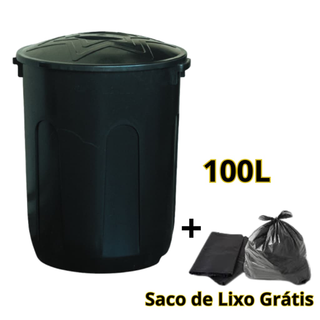 Lixeira 100 Litros Preta - JV