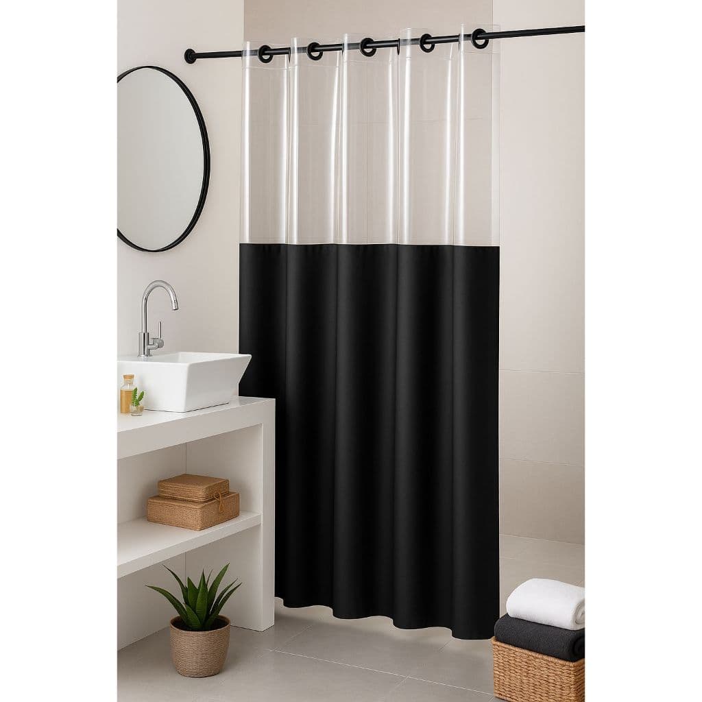 Cortina Box De PVC Com Divisória 1,40m x 1,90m Antimofo Impermeável