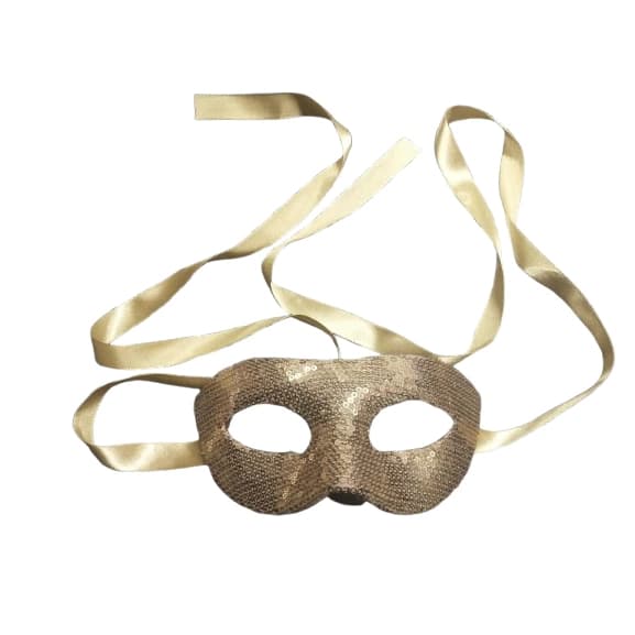 Kit 2 Máscaras luxo veneziana paetê adulto Carnaval dourado fita amarrada