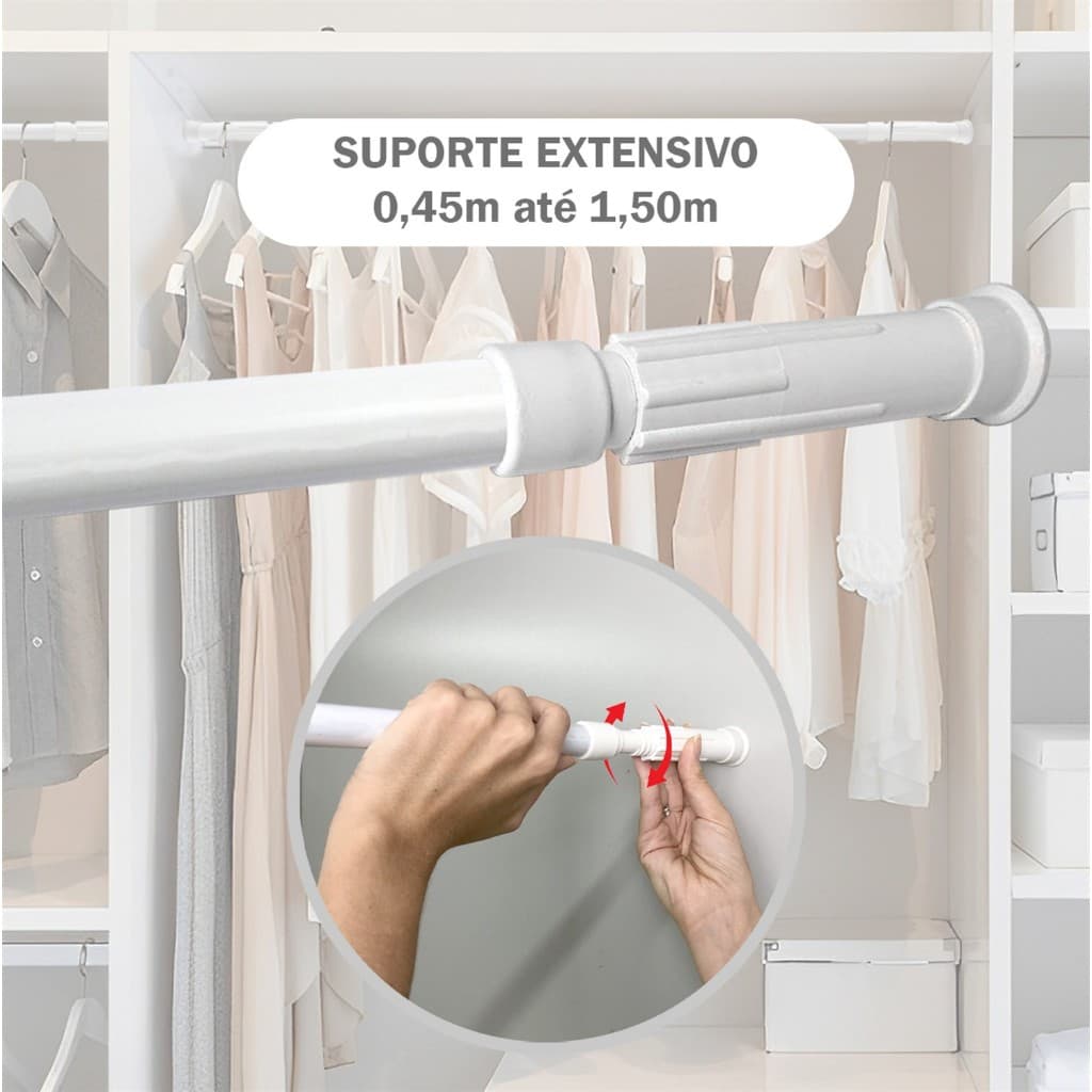Kit 2 Extensivos Ajustáveis 45cm à 150cm Box Cozinha Guarda Roupa Janela Regulável