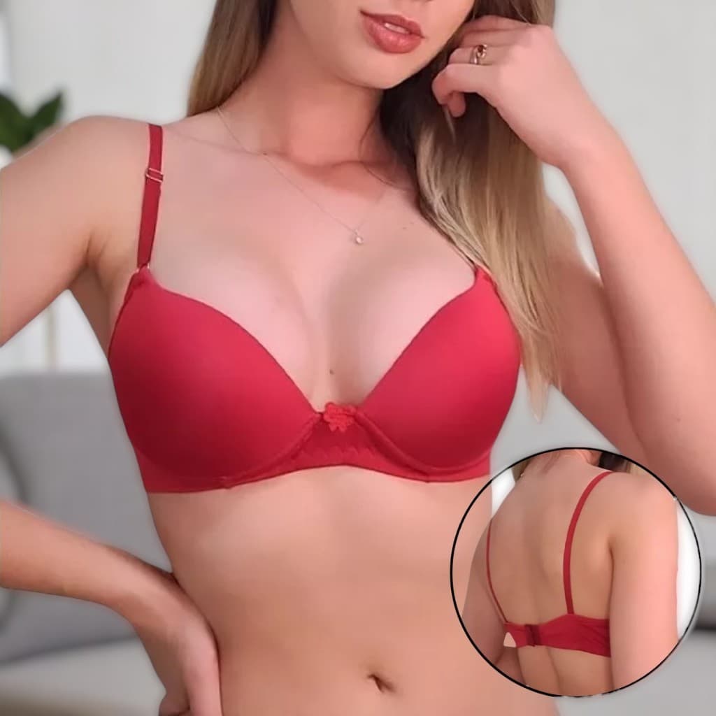 Simone Lingerie Sutiã Básico com Bojo Push Up Conforto com Alça Regulável Moda Íntima Feminina