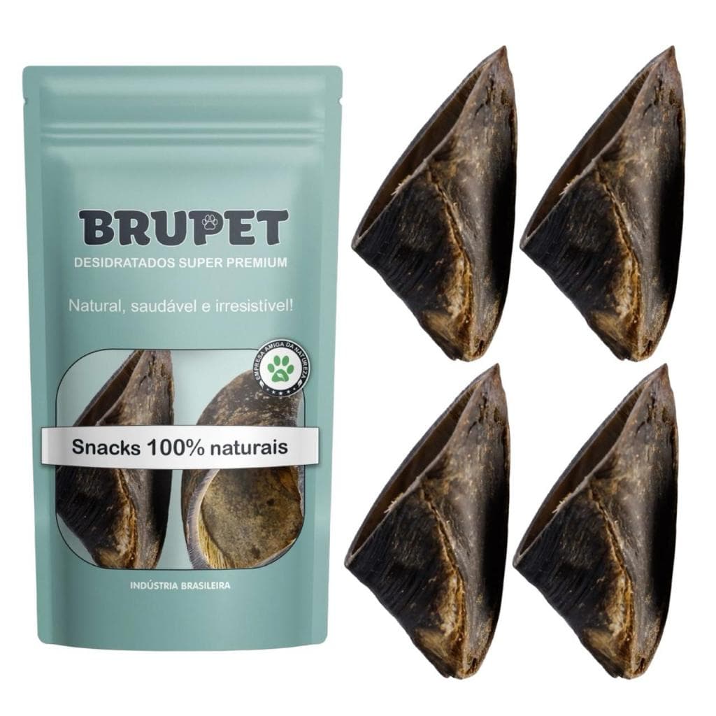 Kit 4 unidades Cascos Bovino Petisco 100% Natural Premium Para Cães Cachorros Brupet