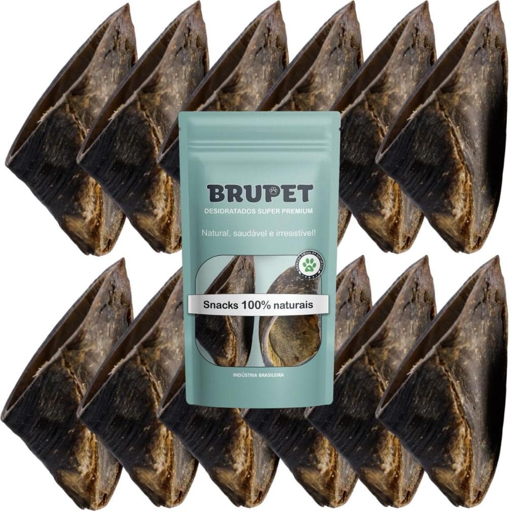 Kit 12 unidades Cascos Bovino Petisco 100% Natural Premium Para Cães Cachorros Brupet