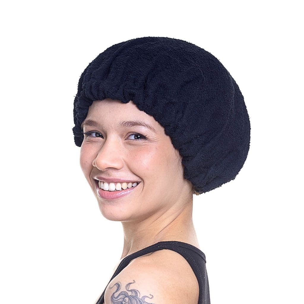 Touca Atoalhada Com Elástico Preta - Santa Clara