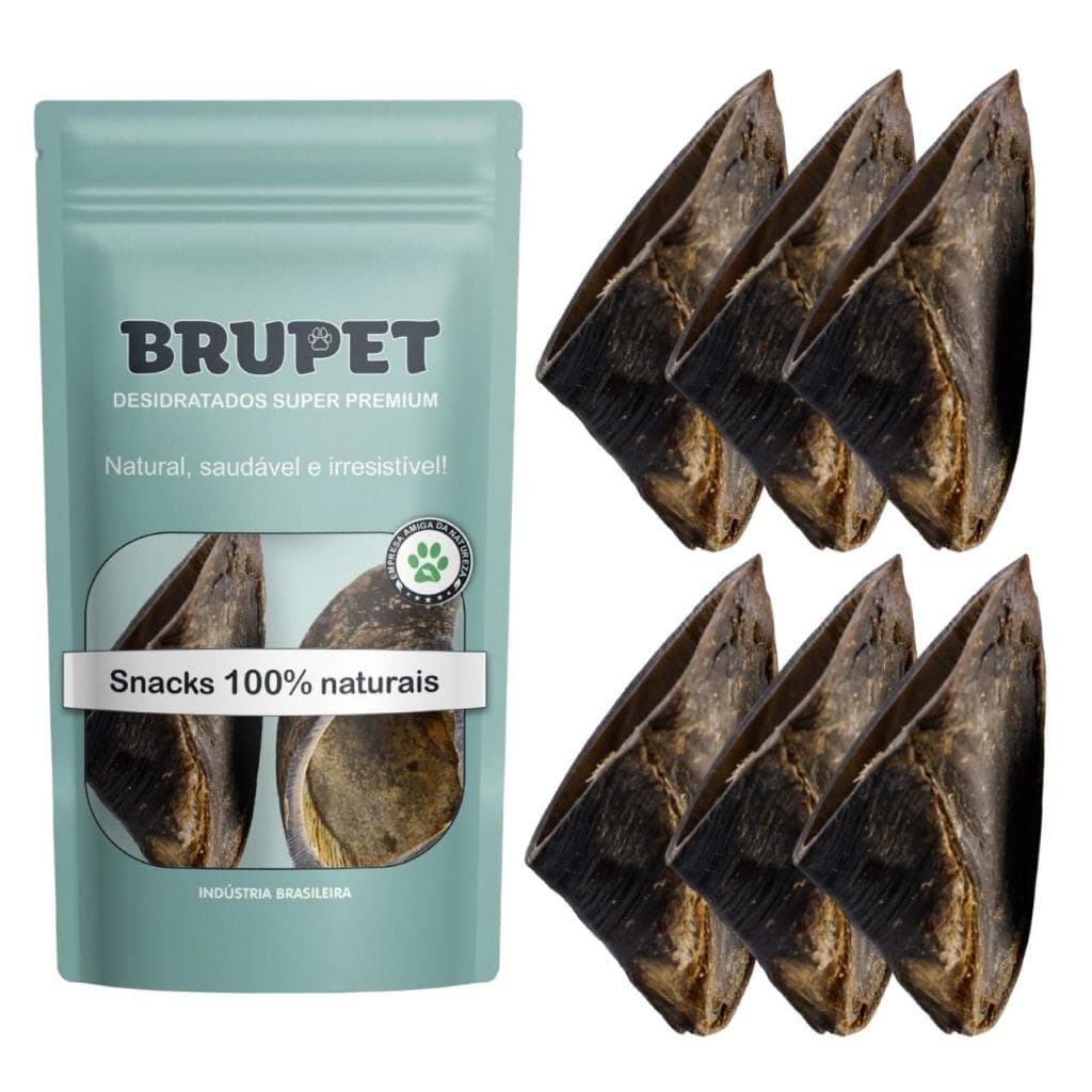 Kit 6 unidades Cascos Bovino Petisco 100% Natural Premium Para Cães Cachorros Brupet