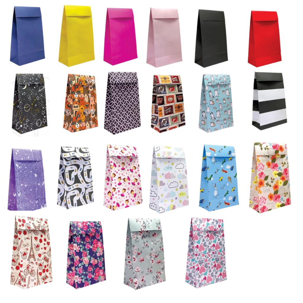 Sacola Envelope para Presente – Kit c/ 10 ou 50 un – Estampas Variadas – 25x15x9 cm – Papel Offset 180g