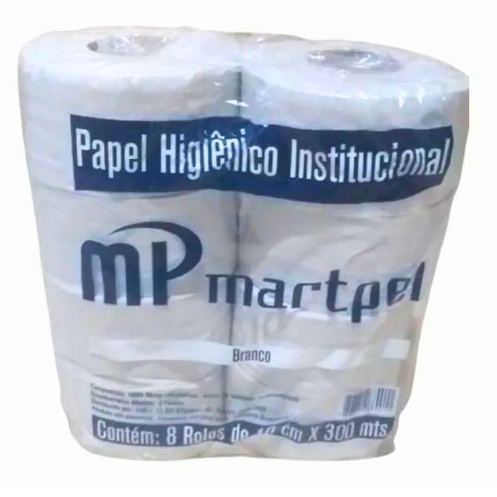 Papel Higiênico Branco C/8 Rolão 300Mts Martpel Institucional e Industrial Econômico - 1,5kg