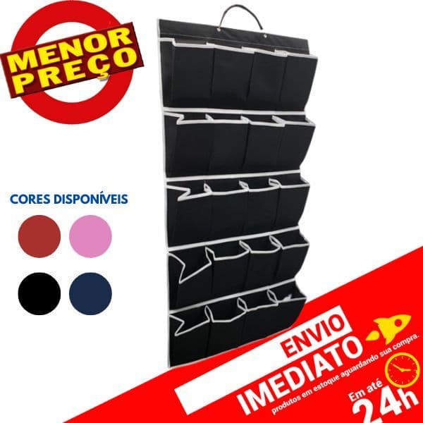 Sapateira Organizador de Sapatos Sandálias Tênis Pendurável Leve Para Porta Parede 10 Pares Cores