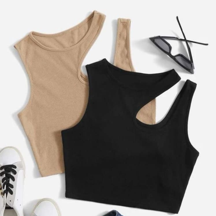 Cropped Blogueira Com 2 Alças Canelado Basico