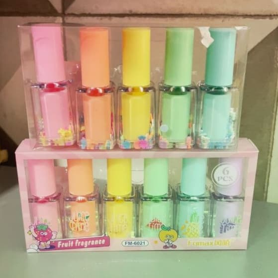 KIT 5/6 Cores marca texto divertidos modelo esmalte tons pastéis/fluorescência/material escolar