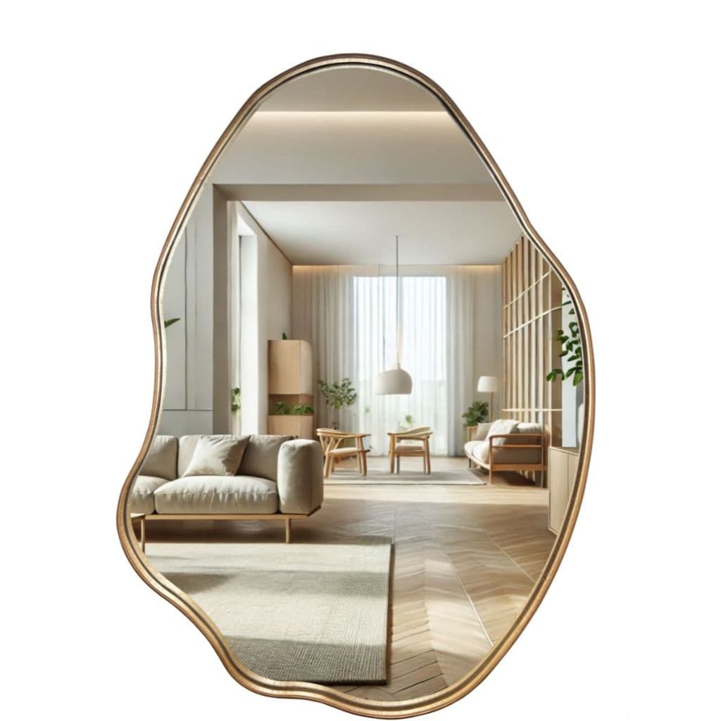 Espelho orgânico Boreal com borda de madeira Natural