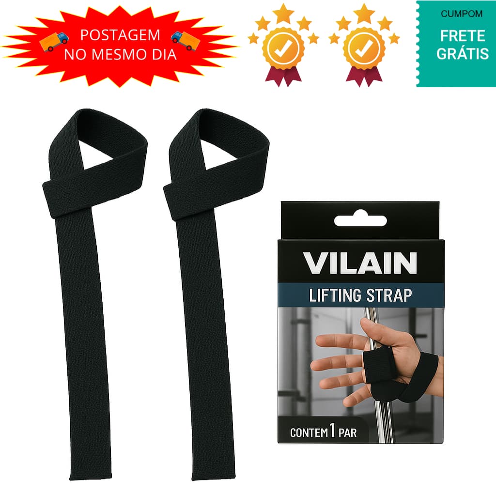 Tala Strap Musculação Academia Preto Fita Treino Costas Crossfit