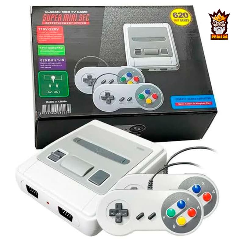 Video Game Classic Super Nintendo Mini Com 2 Controles 8 Bits 620 Jogos Original - Produto Disponivel - Pronta Entrega