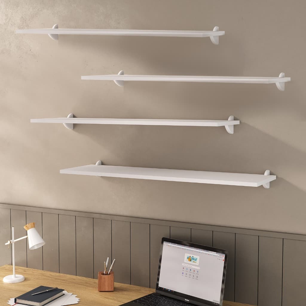 Kit 4 Prateleiras 60cm 25cm de Largura Branco MDP Nichos Decoração Sala Quarto Cozinha Banheiro