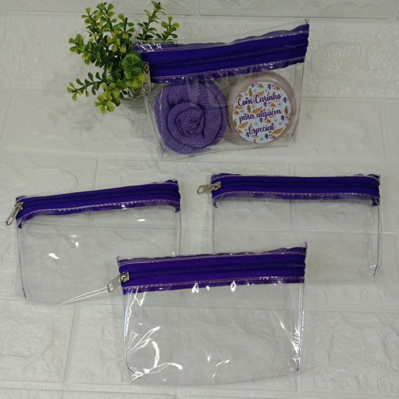 Nécessaire transparente mini kit 10 unidades.